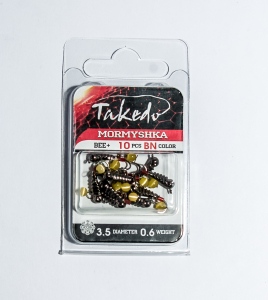 Мормышка вольф. пчела TAKEDO Wolf Pro Bee+ ( d 3,5 мм, 0.6 г, цвет черный, зеленый глаз, 10шт)