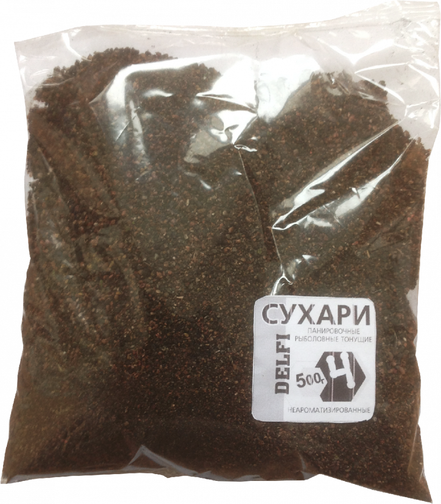 Сухарь DELFI панировочный, для зимней рыбалки, быстротонущий, пылящий ч. червь-гаммарус 500 граммов